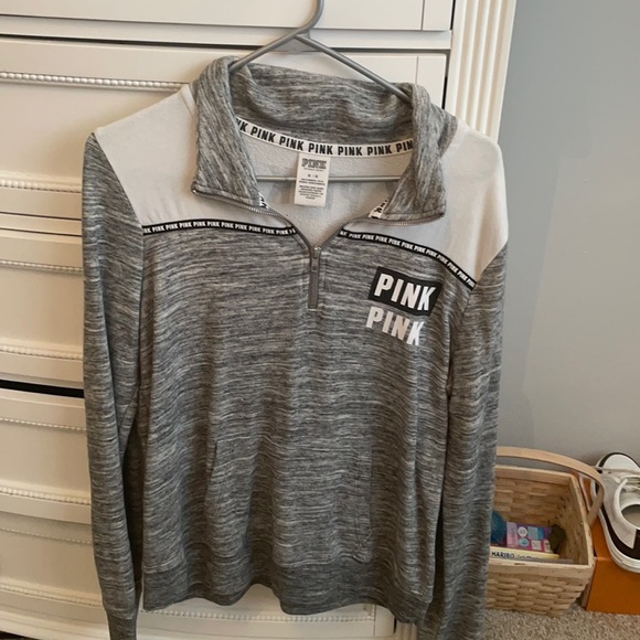 PINK Victoria's Secret Tops - victoria’s secret PINK grey half zip sweatshirt